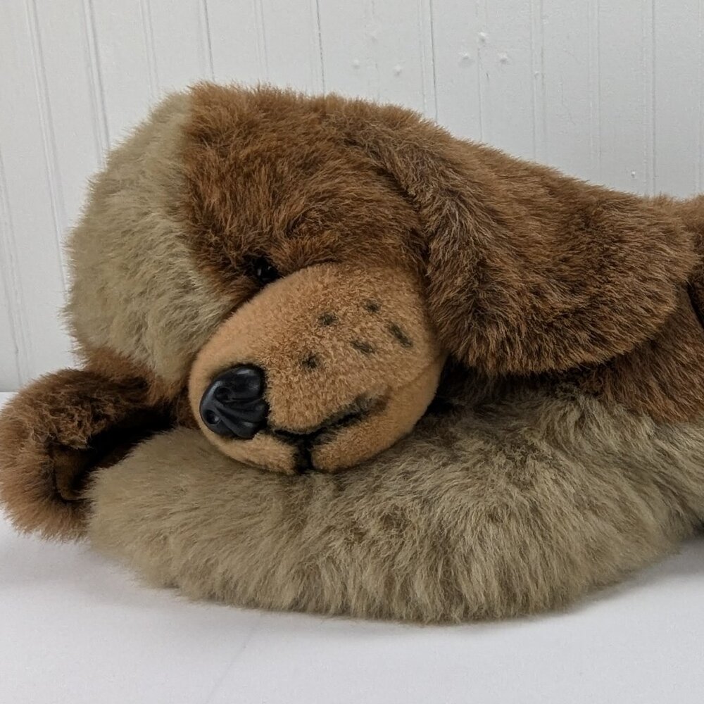 Golden Bear Co Large Brown Tan Dog Plush 25" Stuffed Animal Laying Down